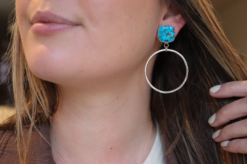 Sonoran Gem Turquoise Stud Hoop Earrings 2