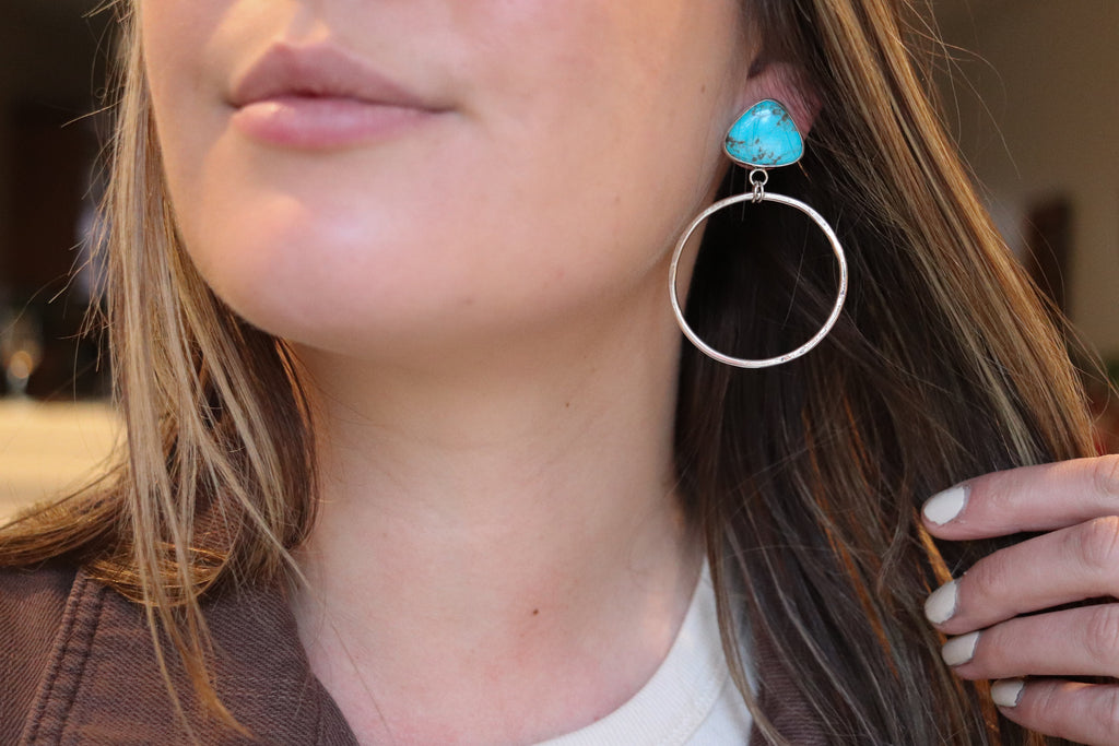 Sonoran Gem Turquoise Stud Hoop Earrings 1