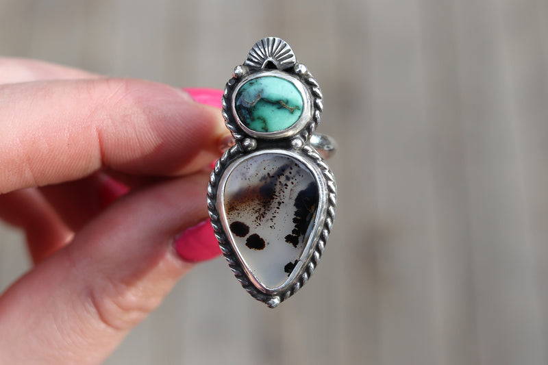 MTO: Turquoise/Variscite x Montana Agate Ring