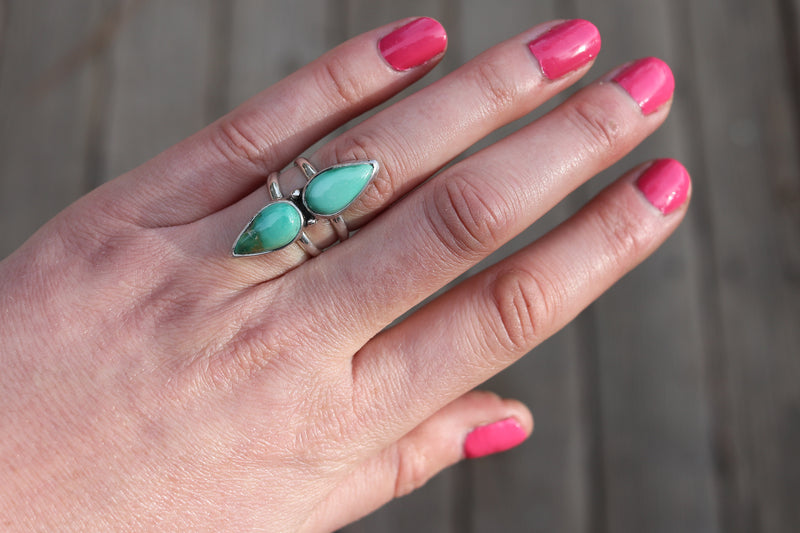 Size 6 Double Emerald Valley Turquoise Ring