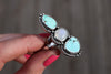 Size 8 Carico Lake Turquoise x Moonstone Ring