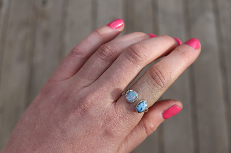 Size 7.5-8.5 Opal x Turquoise Ring (Adjustable)