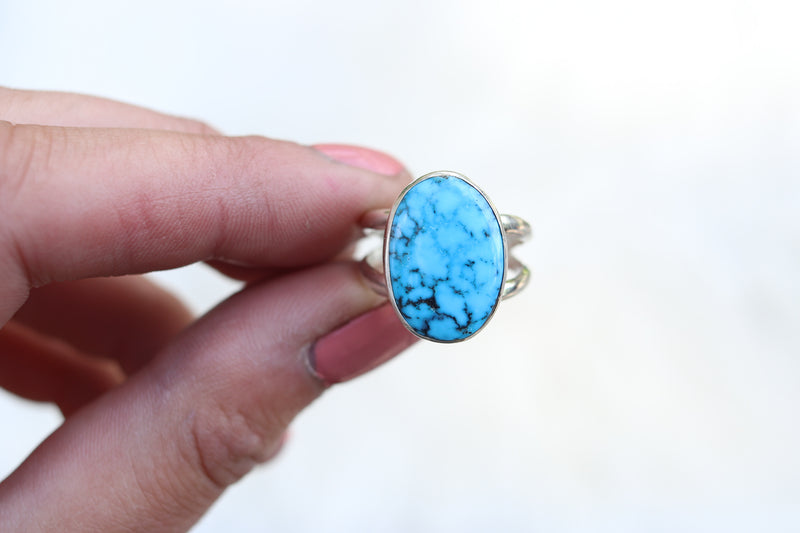 Size 8 Kingman Birdseye Turquoise Ring