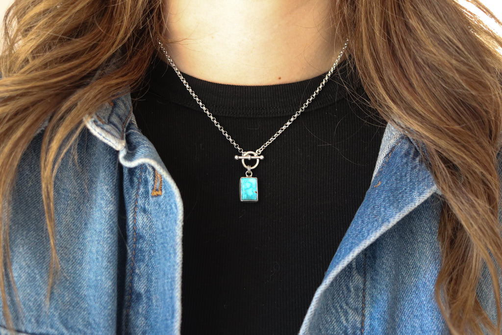 Kingman Turquoise Toggle Clasp Necklace