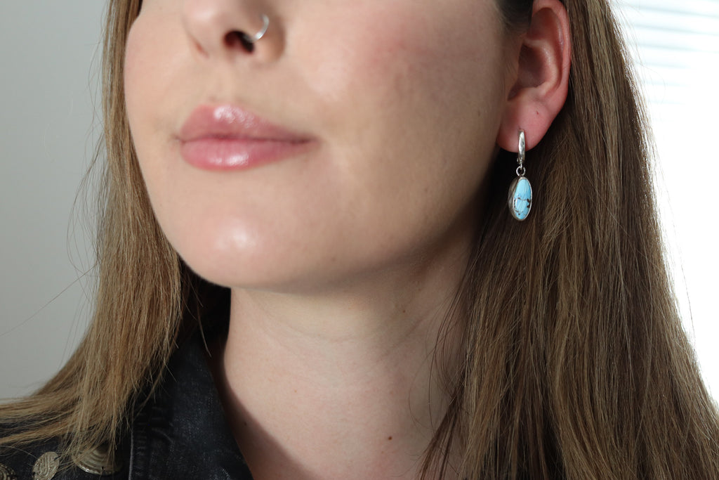 Golden Hill Turquoise Lever Back Earrings