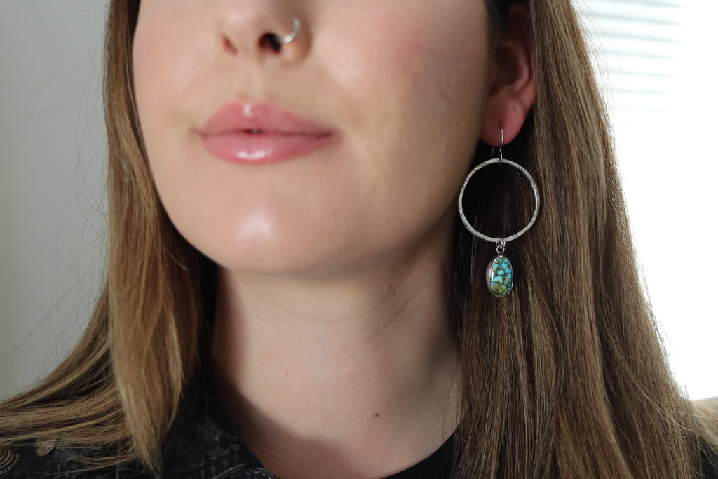 Kingman Turquoise Hoop Earrings