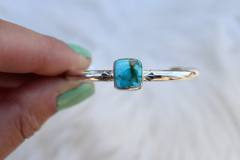 Sonoran Mountain Turquoise Stamped Cuff (4.5 inches, extra small)