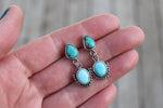 Double Turquoise Dangly Stud Earrings 4