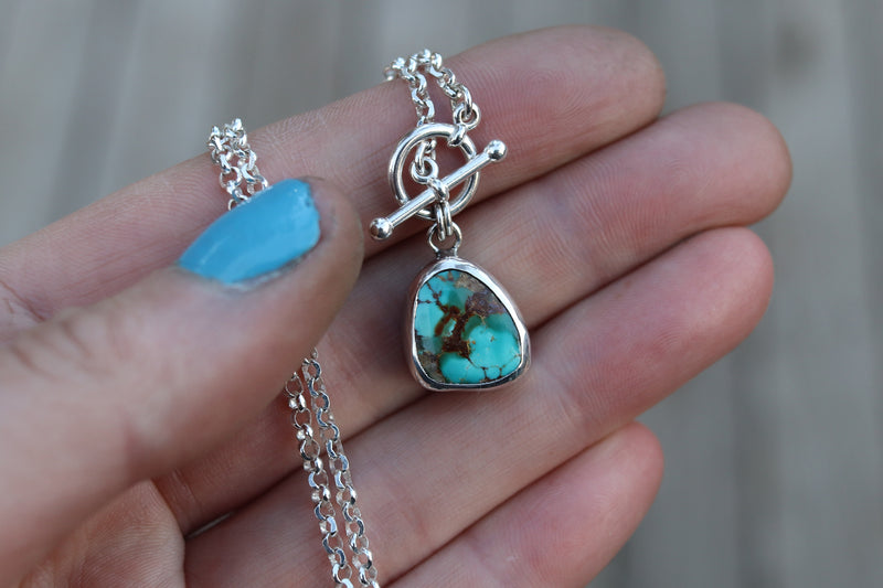 Pilot Mountain Turquoise Toggle Clasp Necklace (18 inch chain)