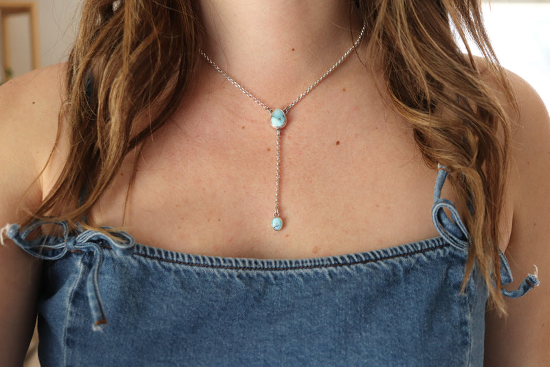 Golden Hill Turquoise Lariat Necklace