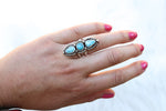 Size 6 Triple White Water Turquoise Ring