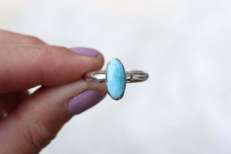 Size 11 White Water Turquoise Ring