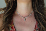 Aquamarine Figaro Necklace (15 inch chain)