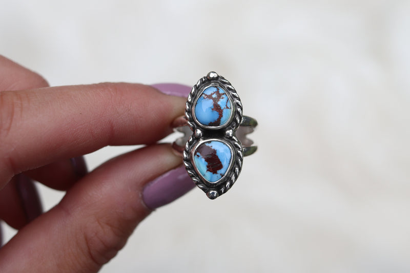 Size 6.5 Double Golden Hill Turquoise Ring