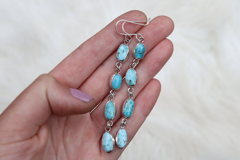 White Water Turquoise Dangly Earrings
