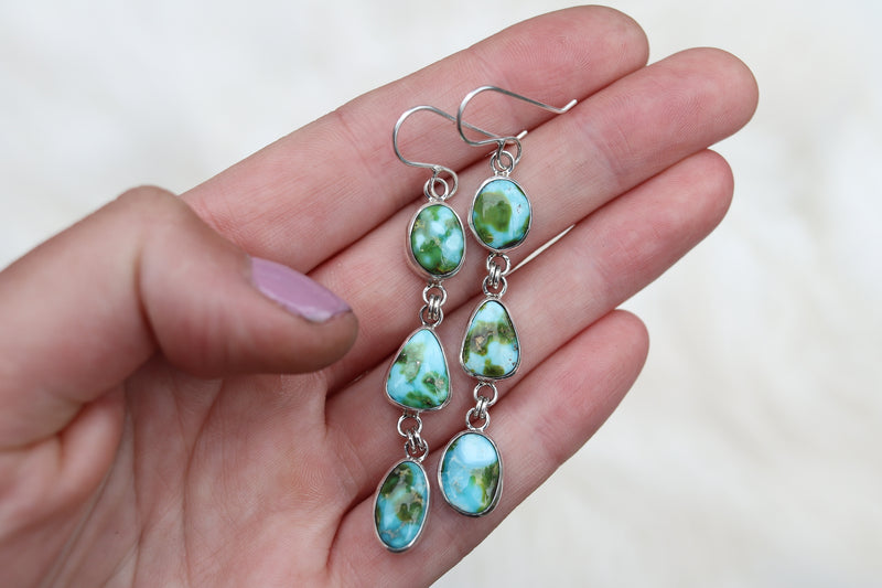 Sonoran Gold Turquoise Dangly Earrings 2