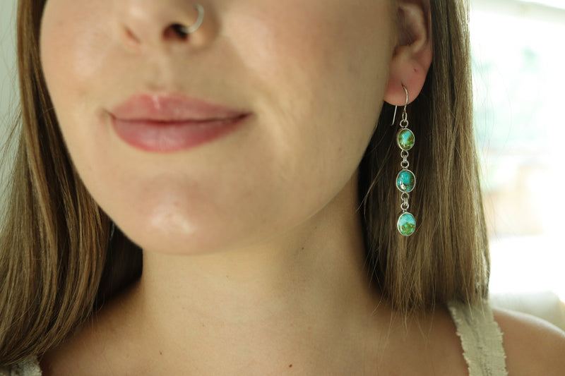 Sonoran Gold Turquoise Dangly Earrings 1