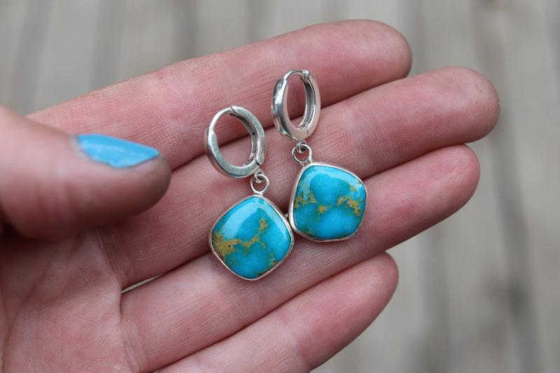 Sonoran Gem Turquoise Huggie Hoop Earrings 1