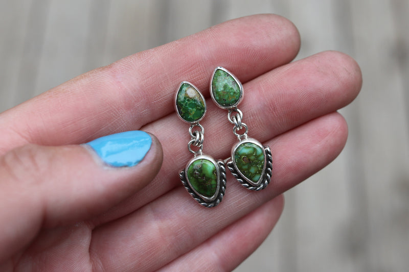 Sonoran Gold Turquoise Dangly Stud Earrings 3