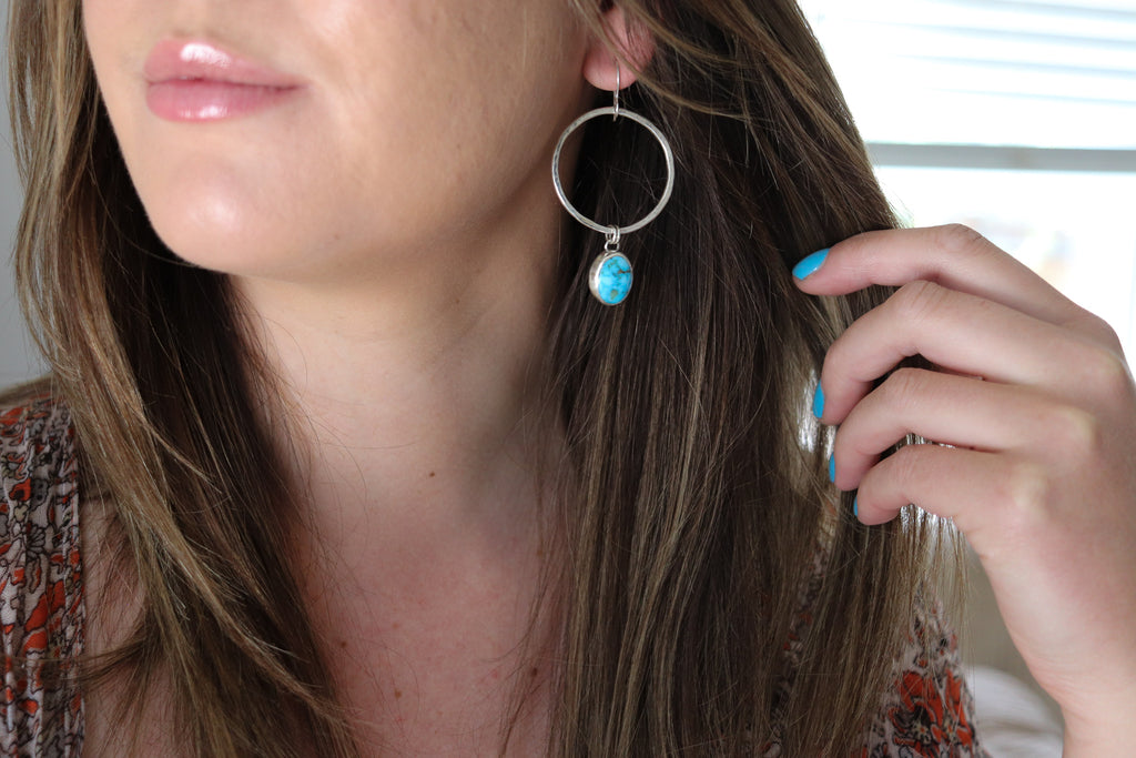 Kingman Turquoise Hoop Earrings