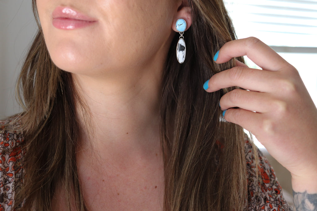 Golden Hill Turquoise x White Buffalo Stud Earrings