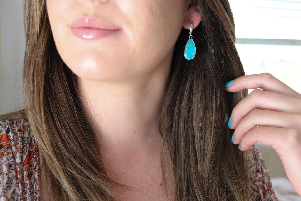 Sonoran Gem Turquoise Huggie Hoop Earrings 4