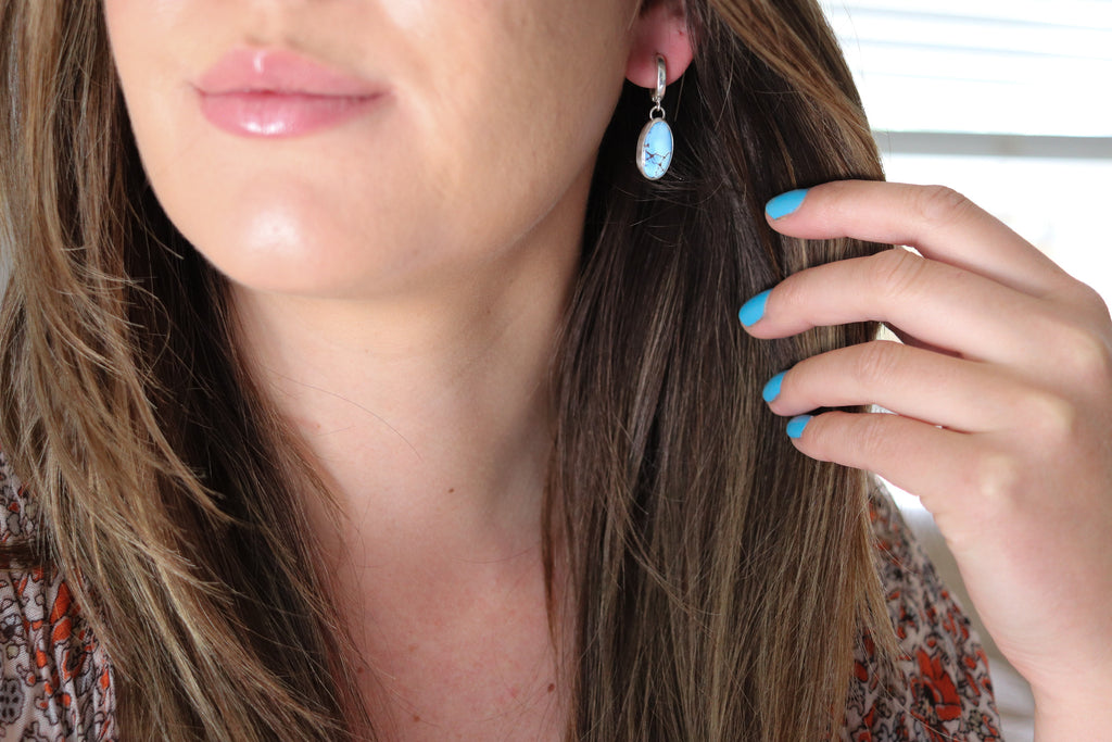 Golden Hill Turquoise Huggie Hoop Earrings