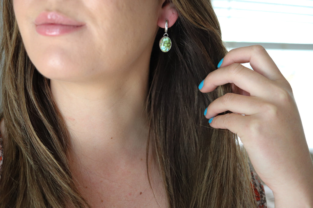 Sonoran Gold Turquoise Huggie Hoop Earrings