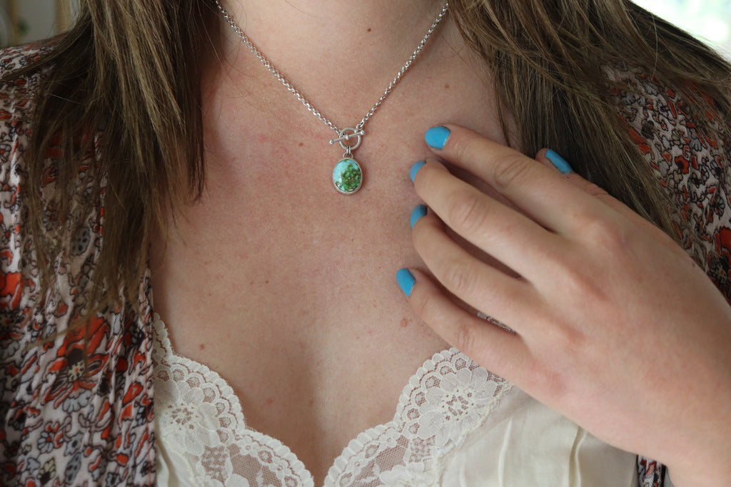 Sonoran Gold Turquoise Toggle Clasp Necklace (16 Inch Chain)