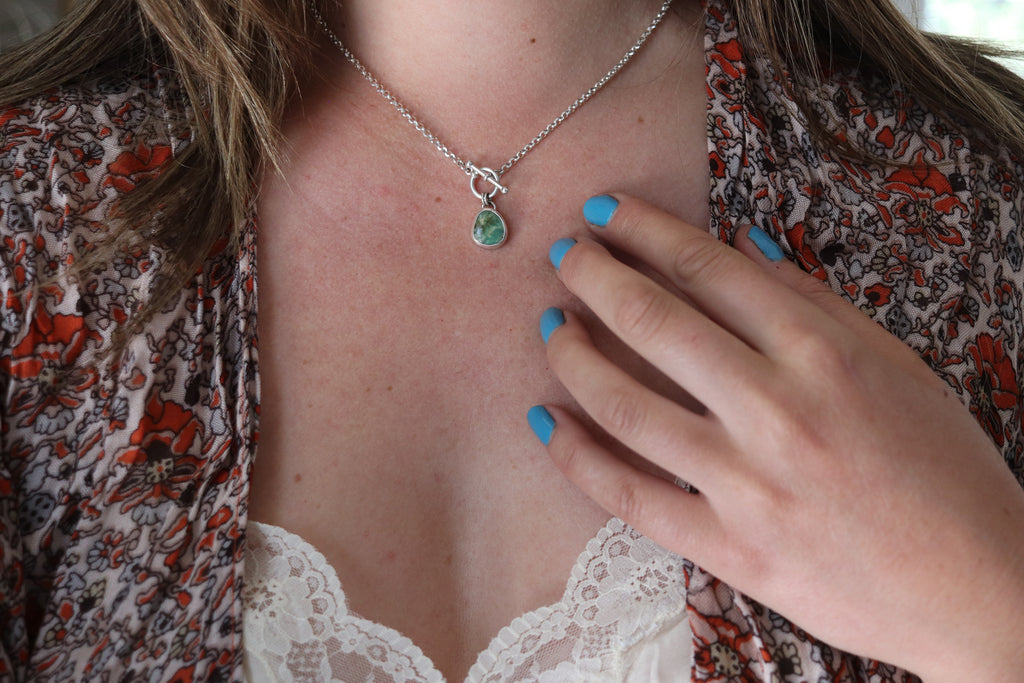 Pilot Mountain Turquoise Toggle Clasp Necklace (16 Inch Chain)