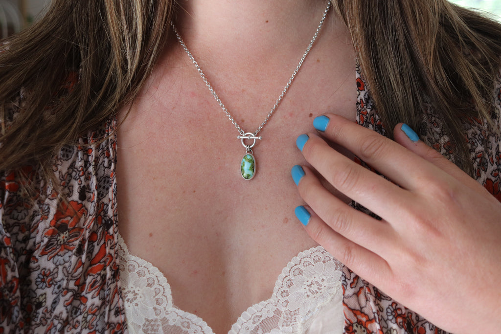 Sonoran Gold Turquoise Toggle Clasp Necklace (18 Inch Chain)