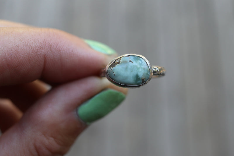 Size 7.5 Dry Creek Carico Lake Turquoise Floral Band Ring