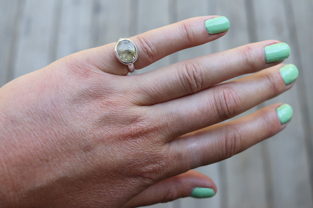 Size 5 Golden Rutilated Quartz Ring
