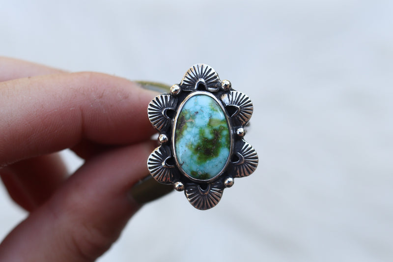 Size 8 Sonoran Gold Turquoise Bloom Ring