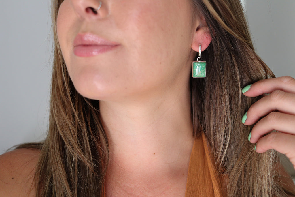 Emerald Valley Turquoise Huggie Hoop Earrings