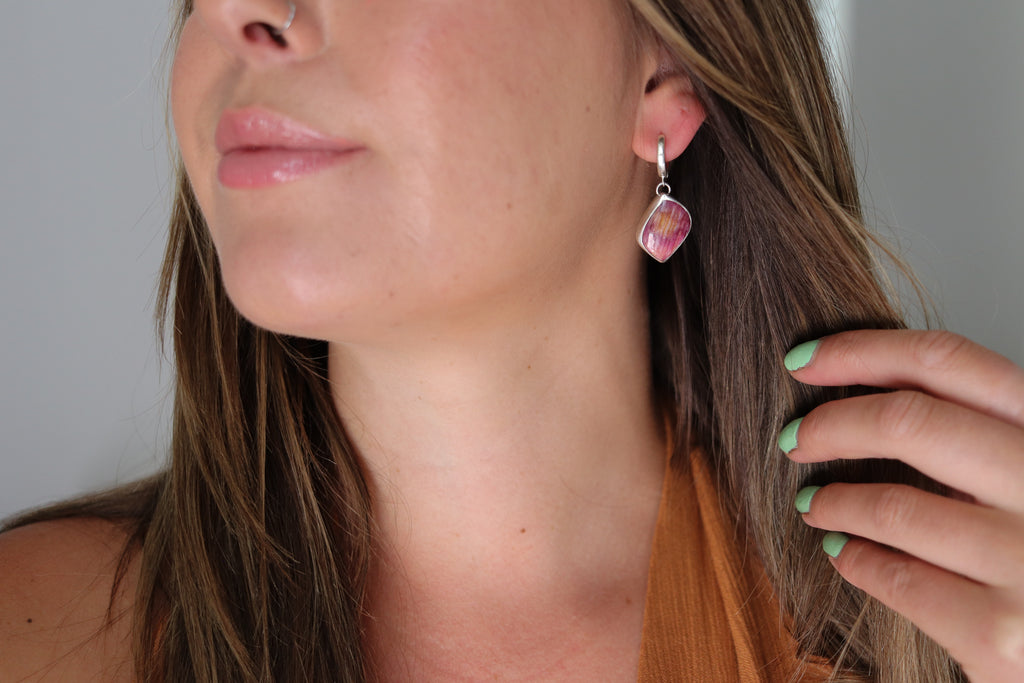 Spiny Oyster Shell Huggie Hoop Earrings 2