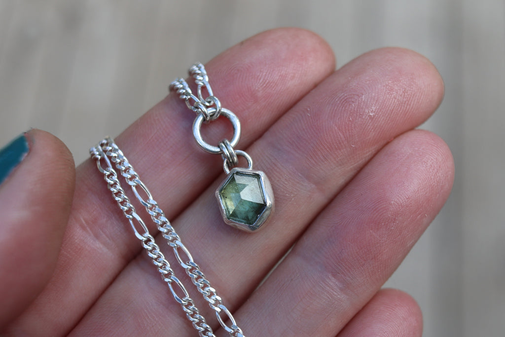 Peridot with Ludwigite Necklace (17 inch chain)