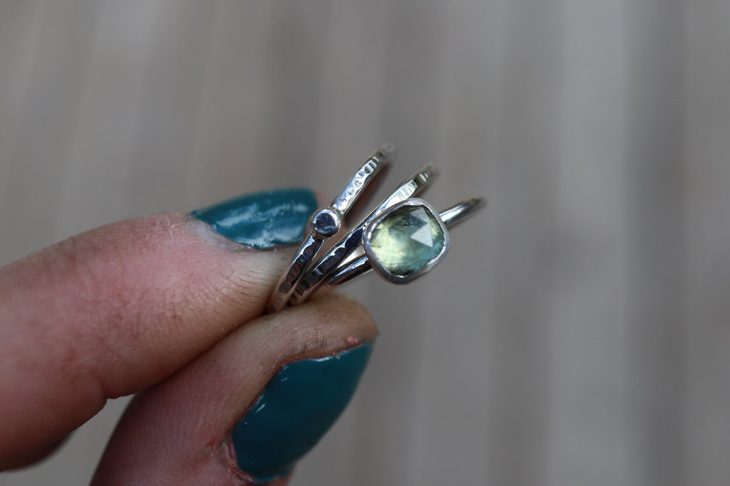 Size 6.5 Peridot with Ludwigite Ring Set