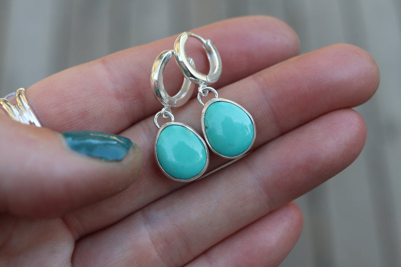 Sonoran Gem Turquoise Huggie Hoop Earrings 3