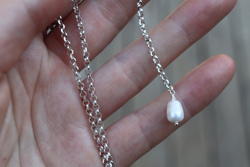Larimar Lariat Necklace (16 inch chain)