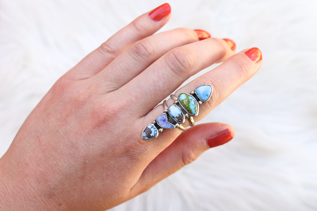 Size 8 Stacked Turquoise x Opal Ring