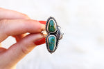 Size 11 Double Turquoise Leaf Ring