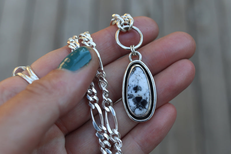 White Buffalo Hoop Necklace (16 inch chain)