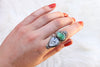 Size 8 Sonoran Gold Turquoise x White Buffalo Ring
