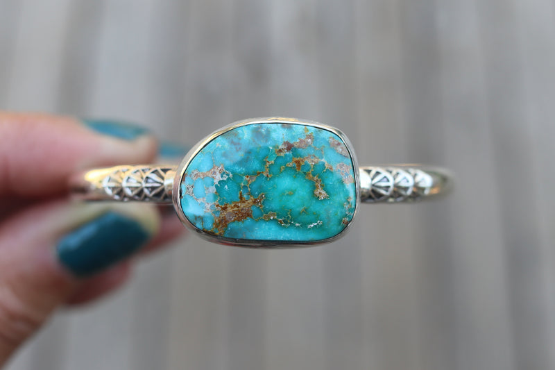 Sierra Bella Turquoise Thick Stamped Cuff (5.75 inches)