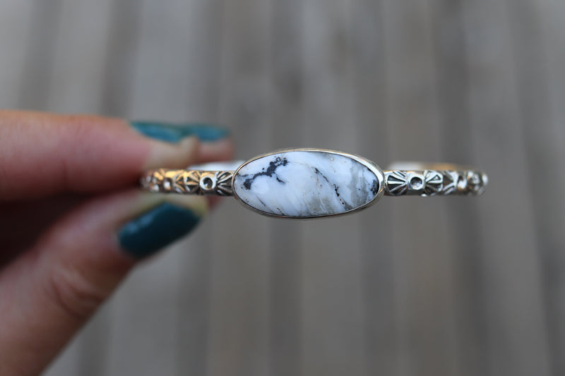 White Buffalo Stamped Cuff (6 inches)