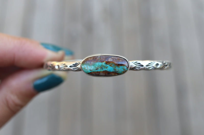 Royston Ribbon Turquoise Stamped Cuff (6 inches)