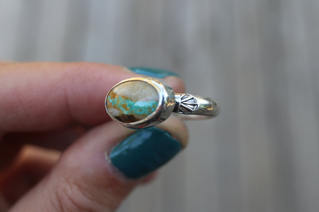 Size 7 Royston Ribbon Turquoise Stamped Ring