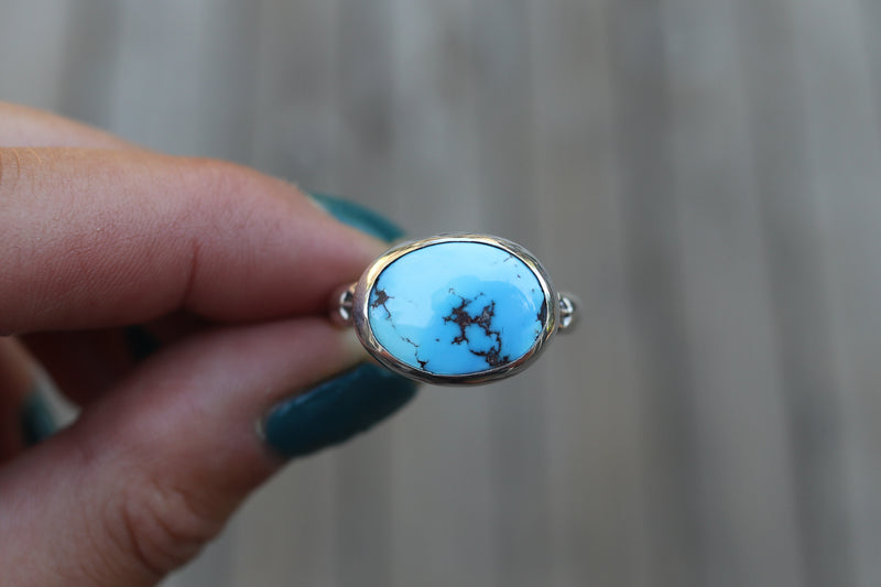 Size 10 Golden Hill Turquoise Stamped Ring