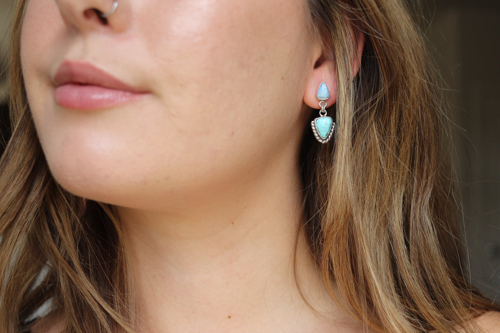 Australian Opal x Number 8 Turquoise Stud Earrings *Discounted*